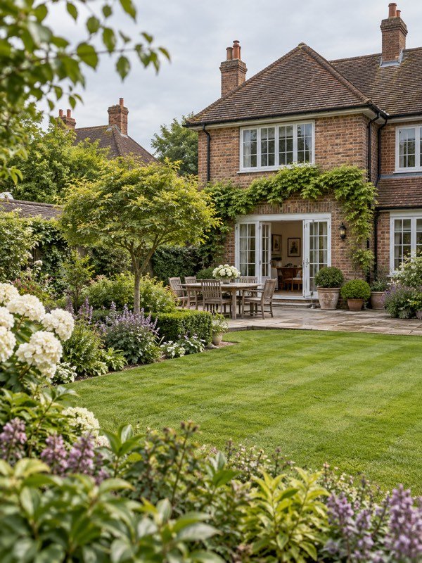 A well-kept family back garden