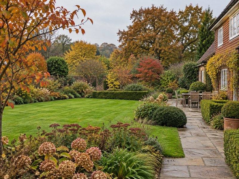 A cleared and tidy autumn garden